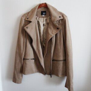 Kut From The Kloth Tan Faux Suede Moto Jacket L